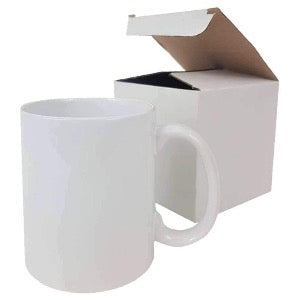 Customizable White Ceramic 11 oz. Mug with White Box Included