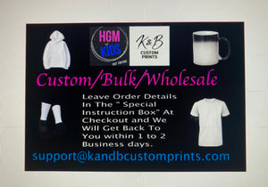 Do you need an item you don’t see on the website?  Choose this option at checkout and we will contact you.     Custom/Bulk/Wholesale Orders